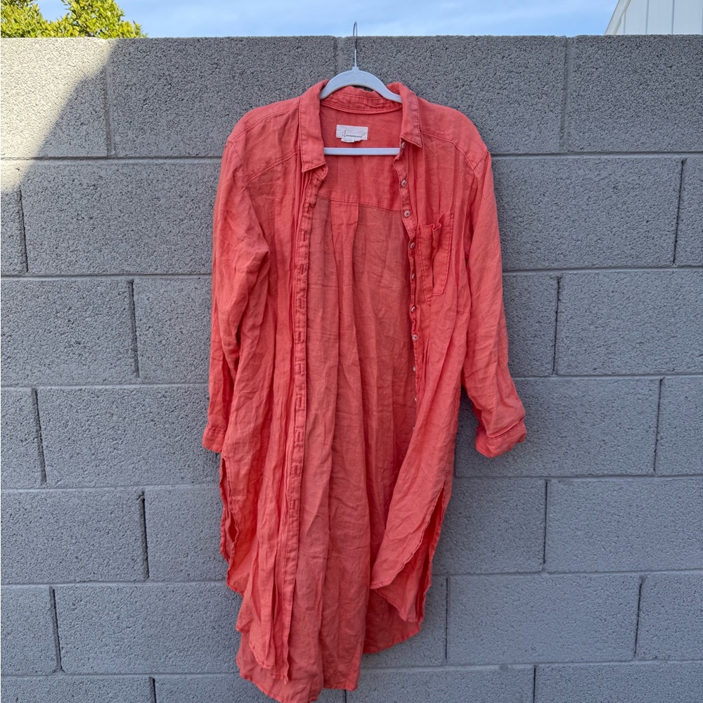 Anthropologie Coral Shirt Dress